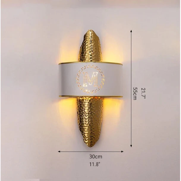 Linear M-Letter Gold Wall Lamp with Tricolor Light - Wall Lights & Sconces | Lucera Lighting
