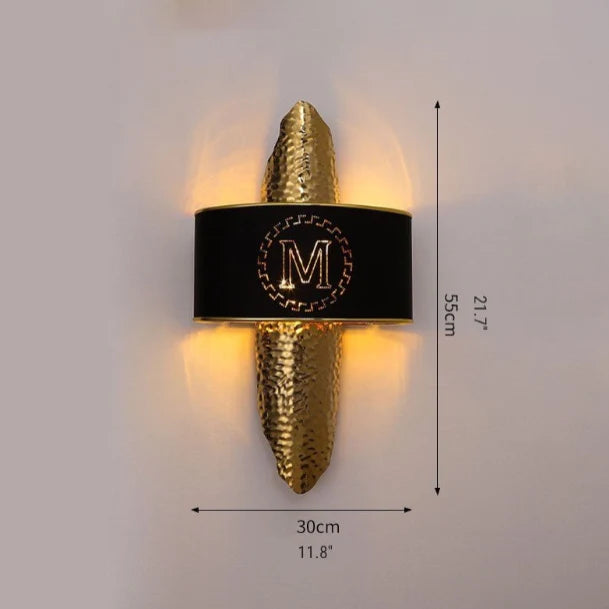 Linear M-Letter Gold Wall Lamp with Tricolor Light - Wall Lights & Sconces | Lucera Lighting