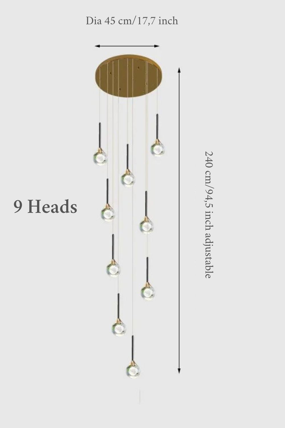 Fenn Gold Crystal Raindrop Glass Ball Chandelier - Chandeliers | Lucera Lighting