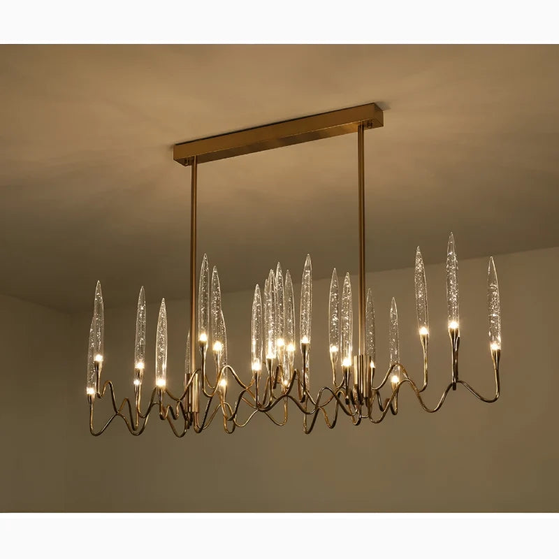 Carlo Icicle Gold Rectangle Crystal Chandelier - Chandeliers | Lucera Lighting