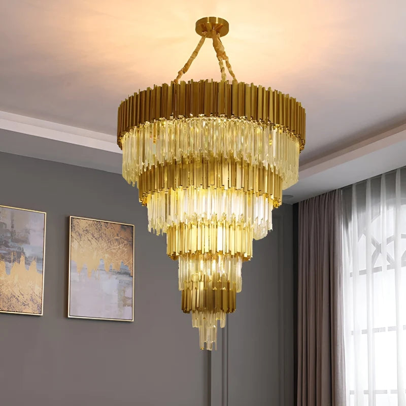 Granite Empire Gold Crystal Chandelier - Chandeliers | Lucera Lighting