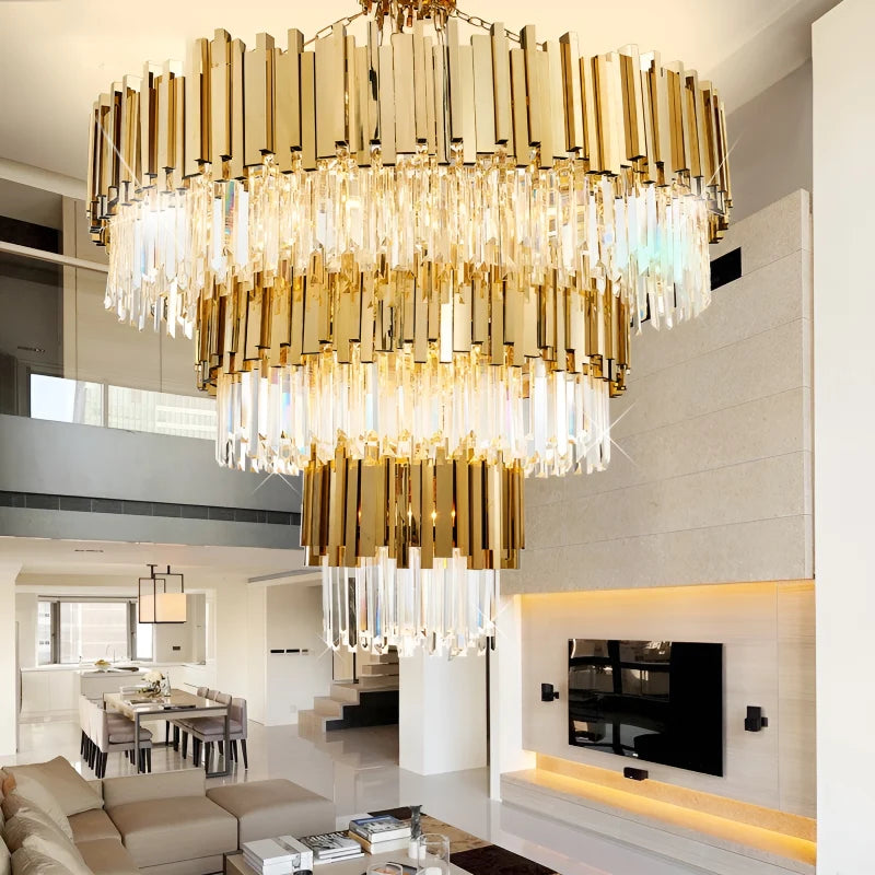 Granite Empire Gold Crystal Chandelier - Chandeliers | Lucera Lighting