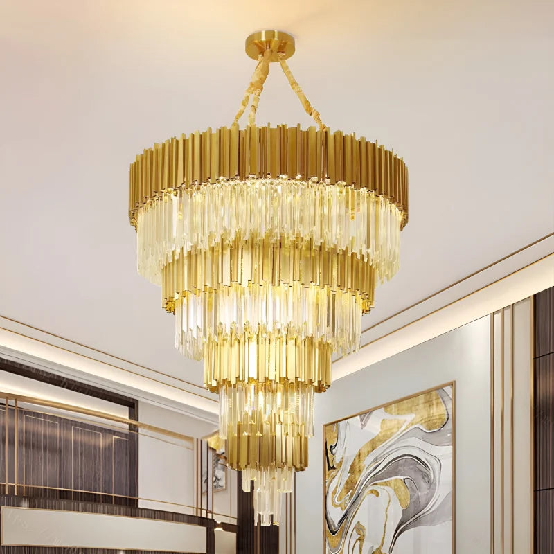 Granite Empire Gold Crystal Chandelier - Chandeliers | Lucera Lighting