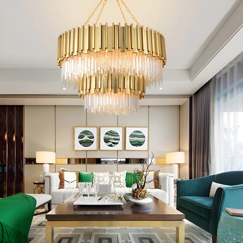 Granite Empire Gold Crystal Chandelier - Chandeliers | Lucera Lighting