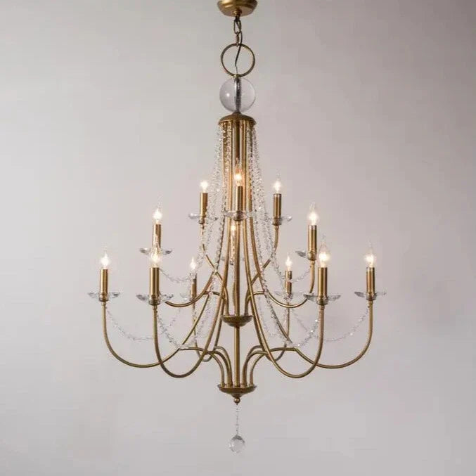 Crest Vintage Crystal Staircase Chandelier - Chandeliers | Lucera Lighting