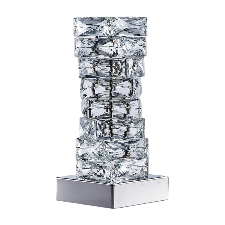 Verita Stainless Steel Crystal Modern Table Lamp - Lamps | Lucera Lighting