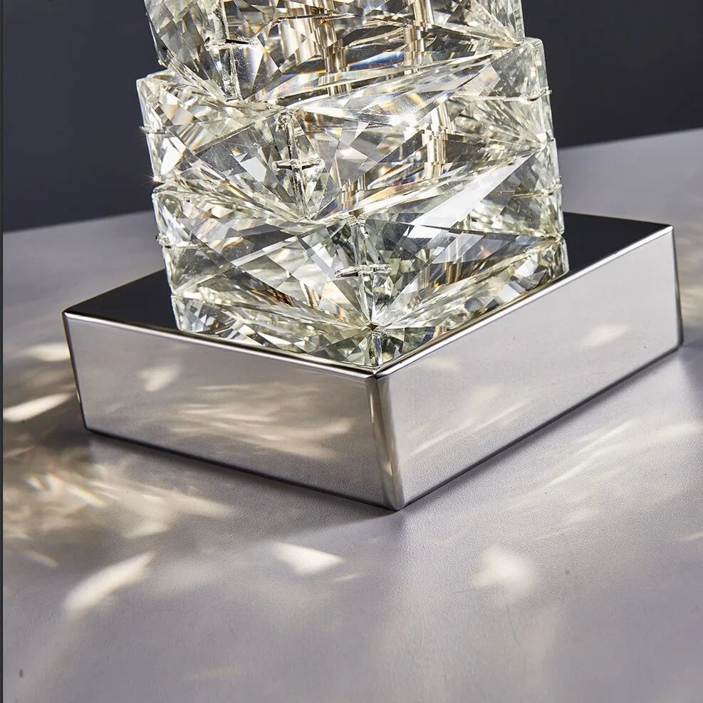 Verita Stainless Steel Crystal Modern Table Lamp - Lamps | Lucera Lighting