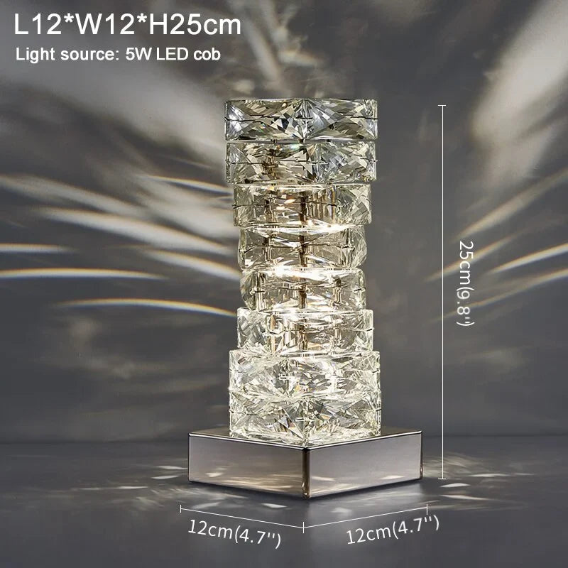 Verita Stainless Steel Crystal Modern Table Lamp - Lamps | Lucera Lighting