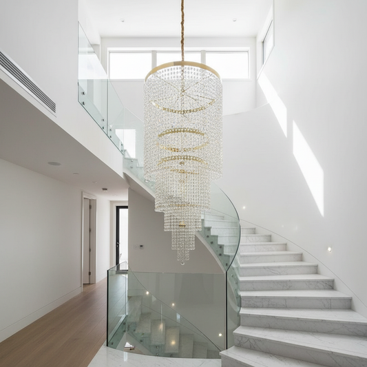 Tarn Crystal Circular Spiral Chandelier - Chandeliers | Lucera Lighting
