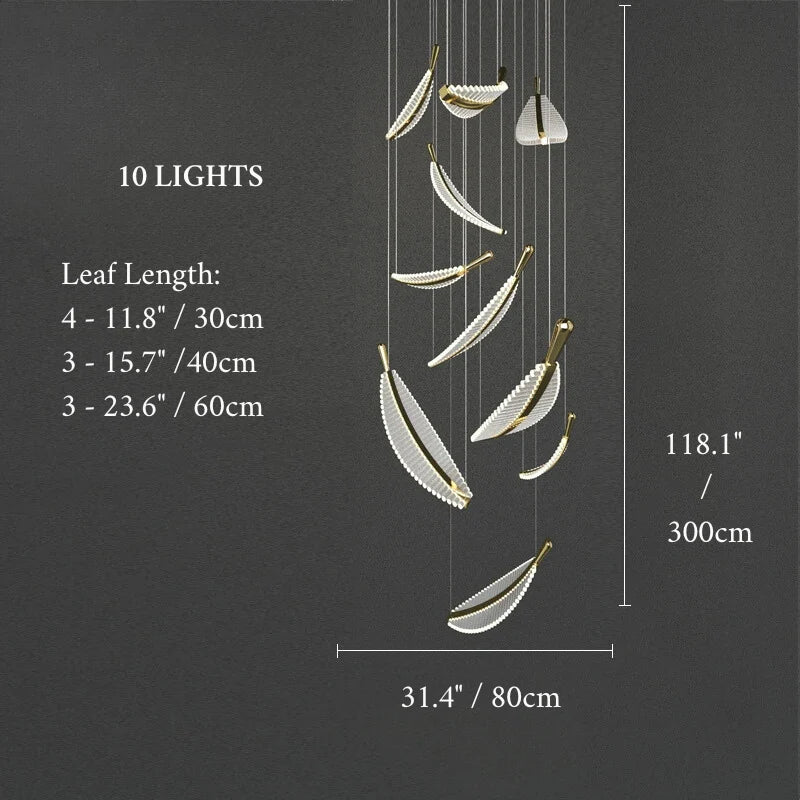 Wisteria Crystal Gold Leaves Pendant Chandelier - Pendant Lights | Lucera Lighting