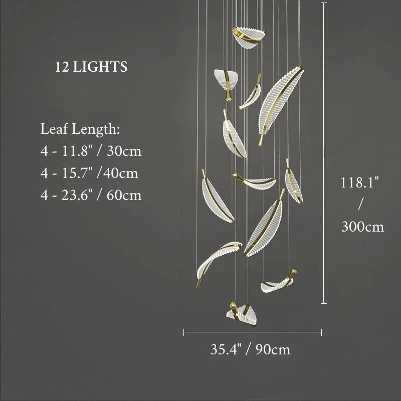 Wisteria Crystal Gold Leaves Pendant Chandelier - Pendant Lights | Lucera Lighting