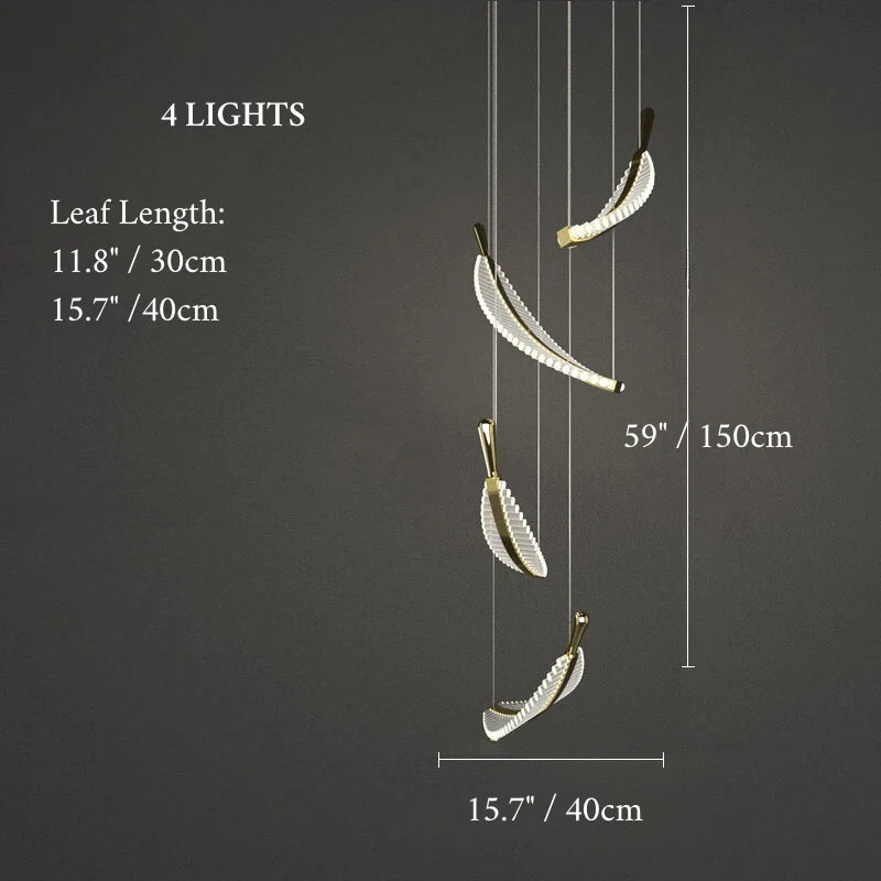 Wisteria Crystal Gold Leaves Pendant Chandelier - Pendant Lights | Lucera Lighting