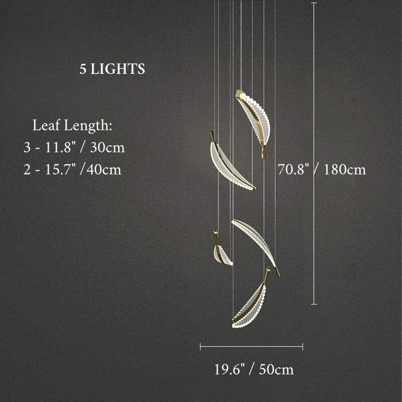 Wisteria Crystal Gold Leaves Pendant Chandelier - Pendant Lights | Lucera Lighting