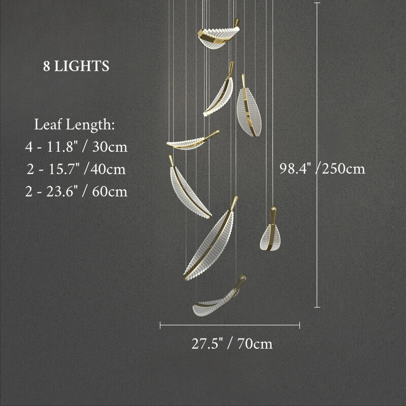 Wisteria Crystal Gold Leaves Pendant Chandelier - Pendant Lights | Lucera Lighting