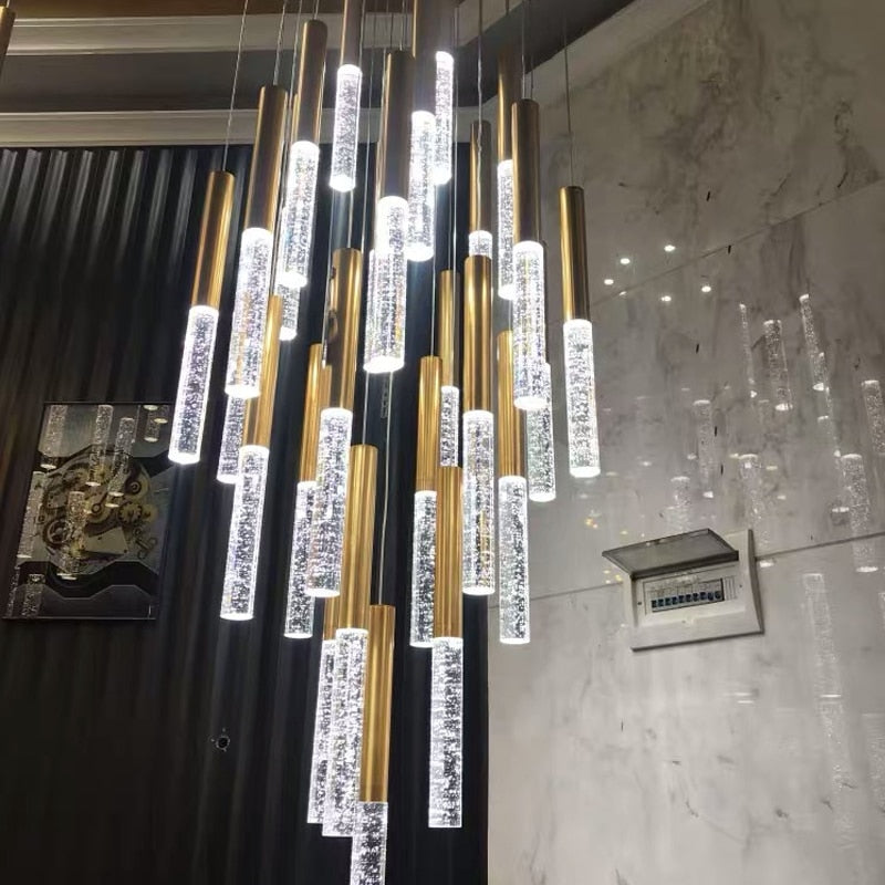 Schist Long LED Spiral Chandelier - Chandeliers | Lucera Lighting