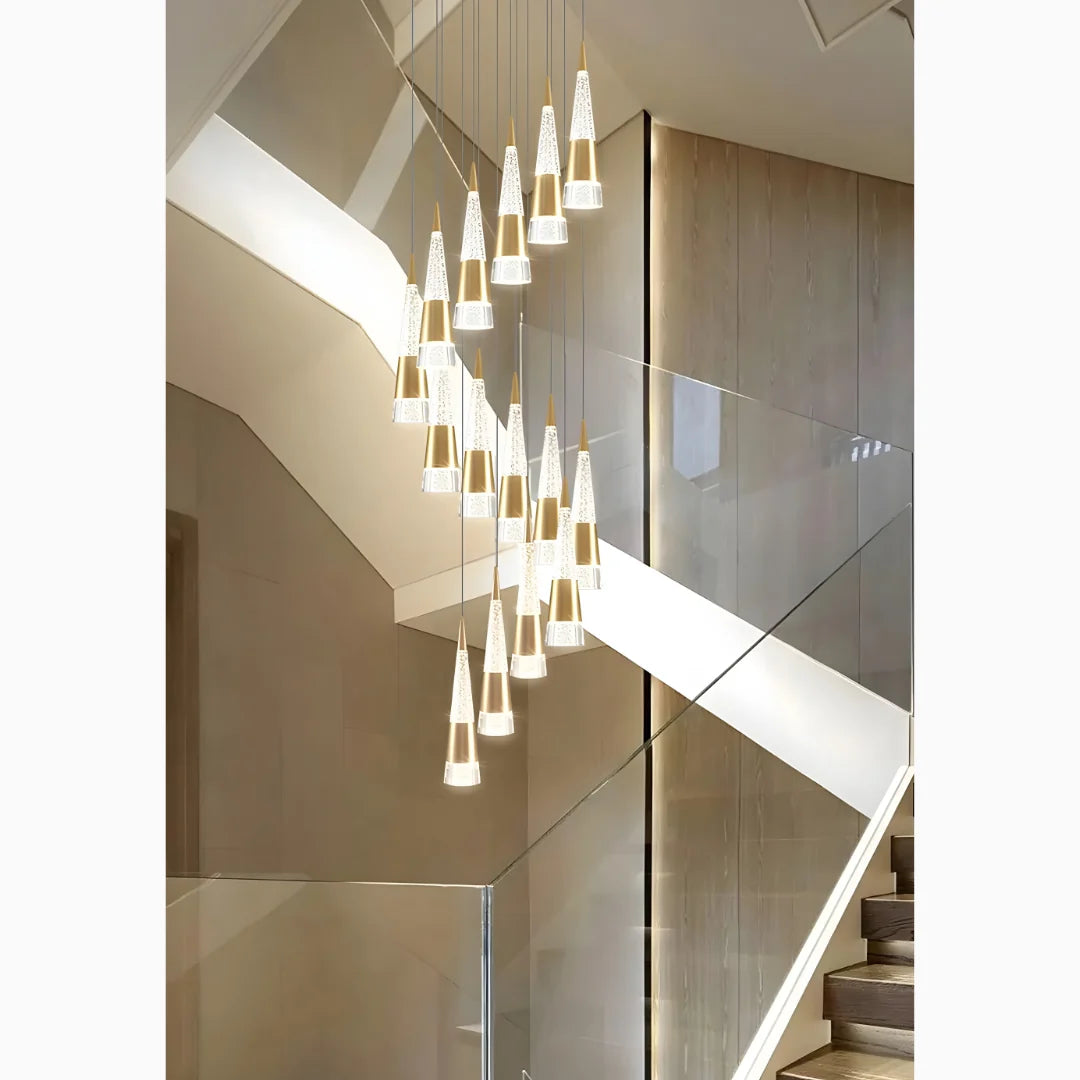 Weald Gold Modern Cones Ceiling Chandelier - Chandeliers | Lucera Lighting