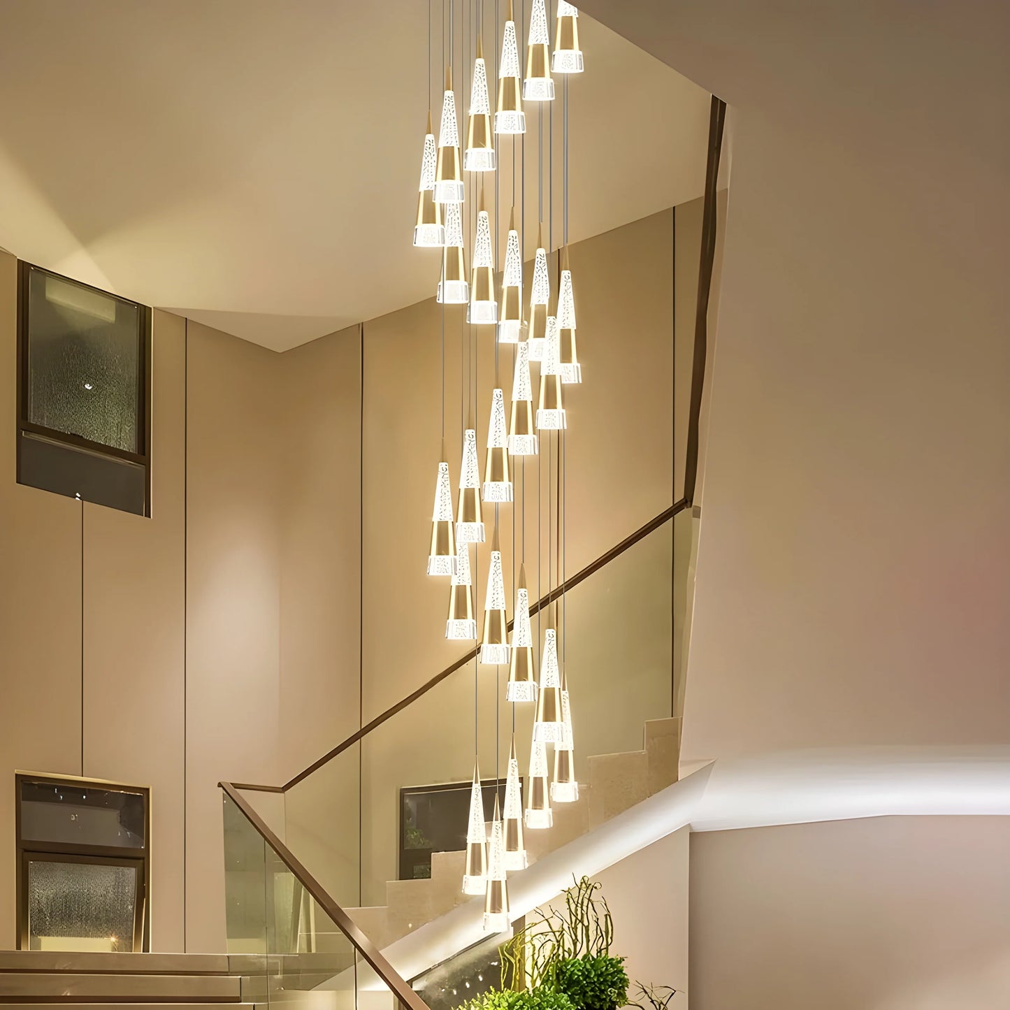 Weald Gold Modern Cones Ceiling Chandelier - Chandeliers | Lucera Lighting