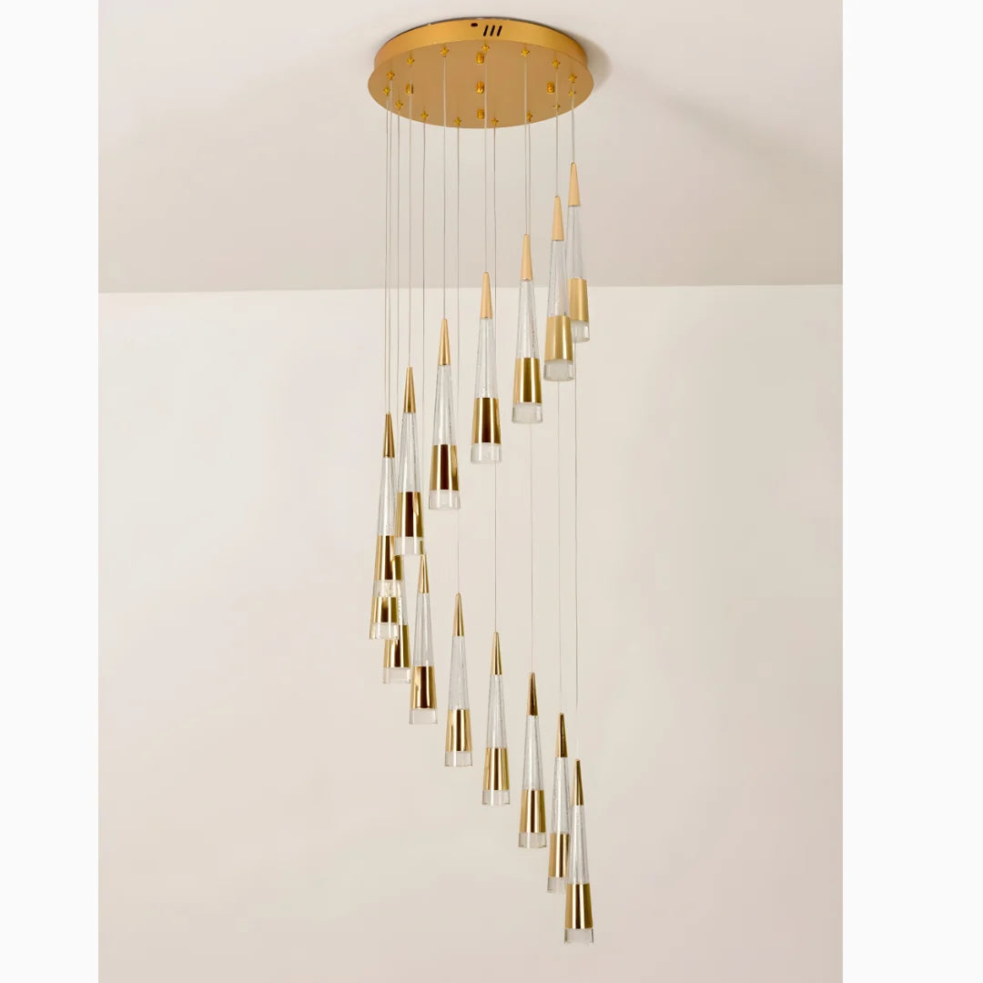 Weald Gold Modern Cones Ceiling Chandelier - Chandeliers | Lucera Lighting