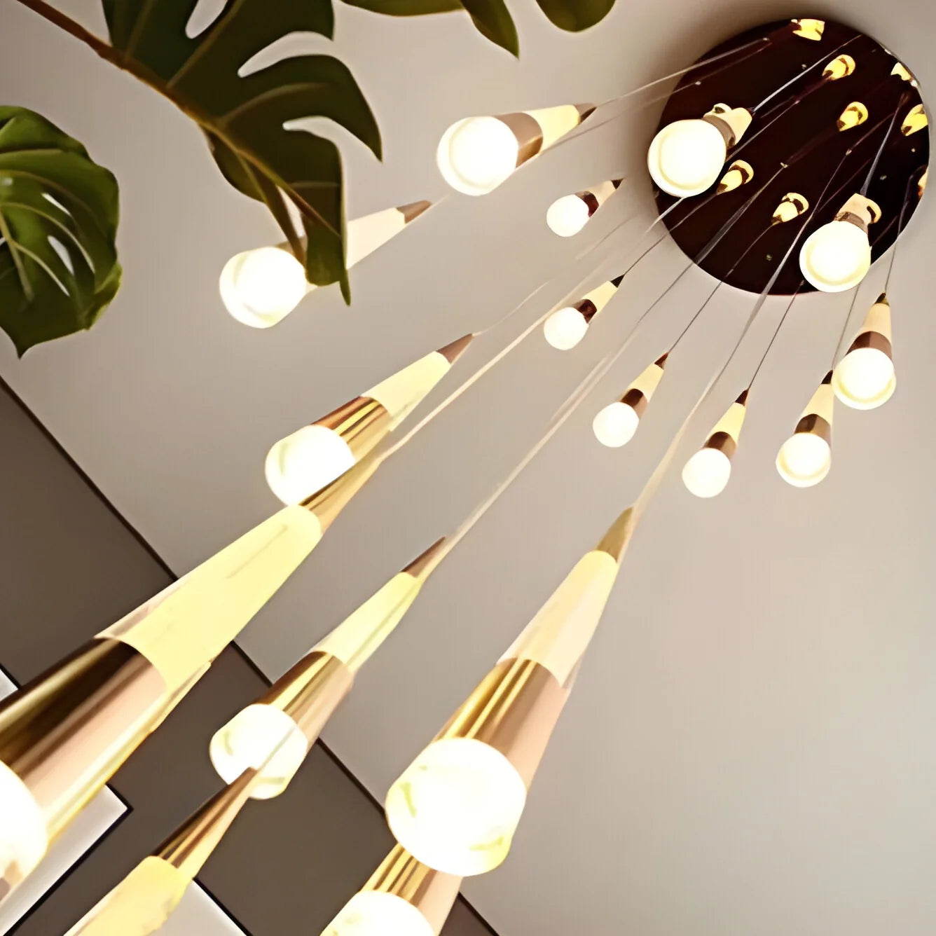 Weald Gold Modern Cones Ceiling Chandelier - Chandeliers | Lucera Lighting