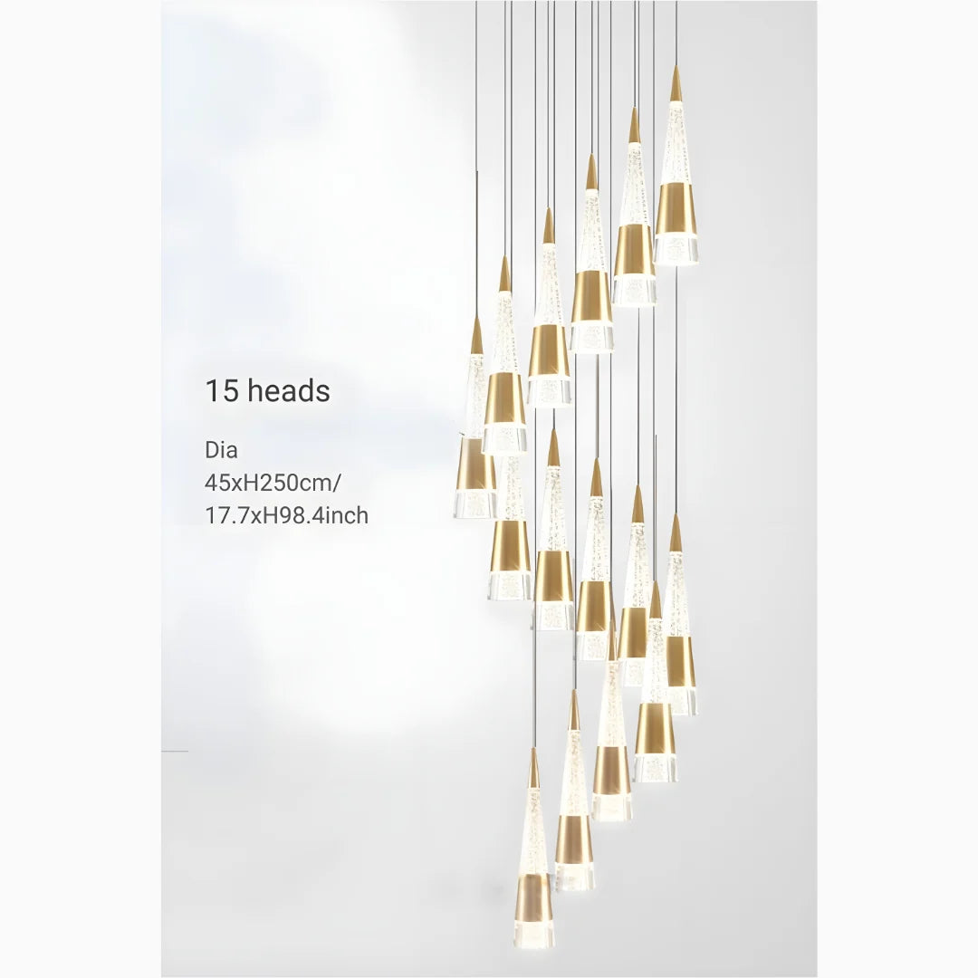 Weald Gold Modern Cones Ceiling Chandelier - Chandeliers | Lucera Lighting