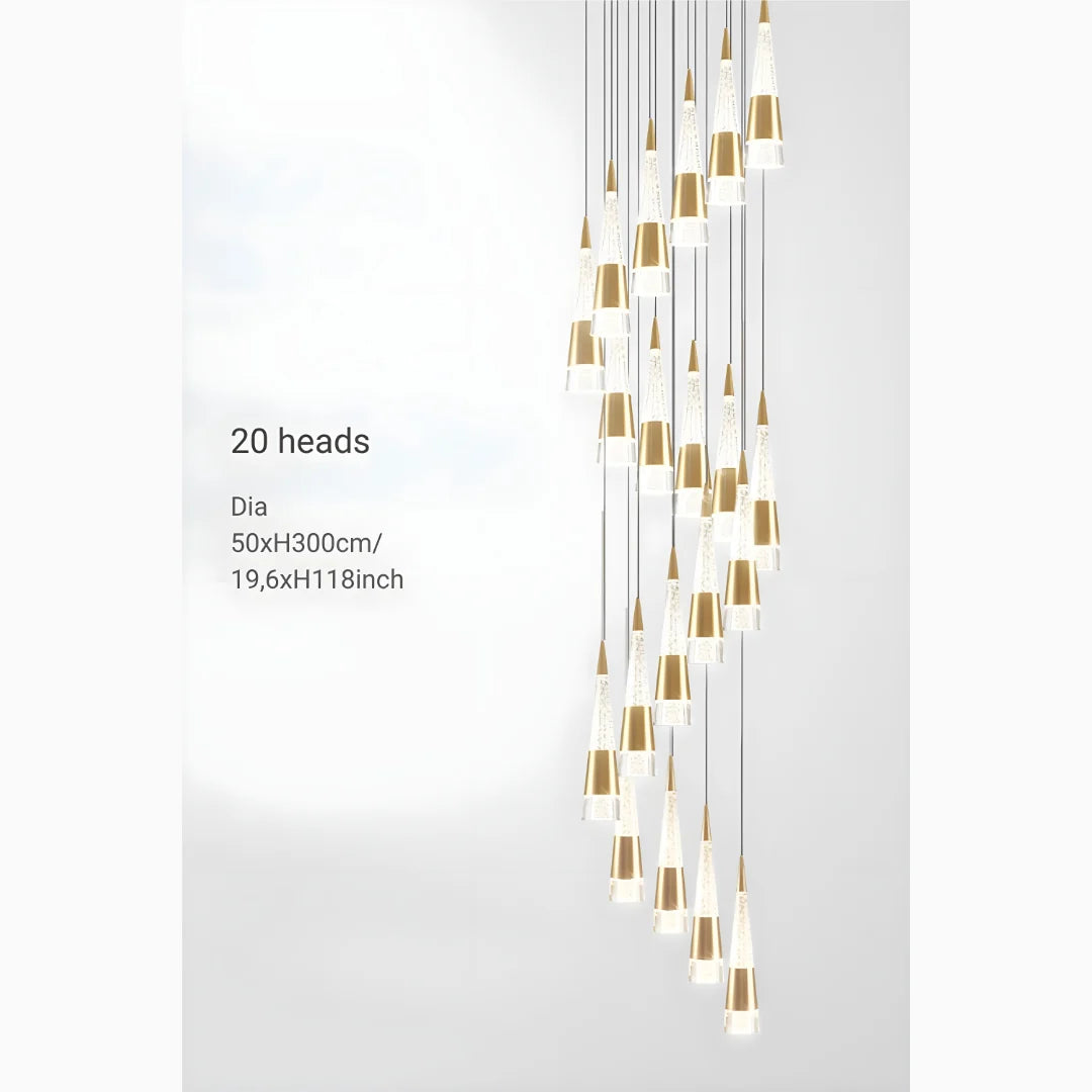 Weald Gold Modern Cones Ceiling Chandelier - Chandeliers | Lucera Lighting