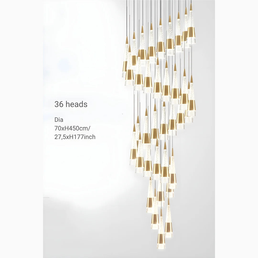 Weald Gold Modern Cones Ceiling Chandelier - Chandeliers | Lucera Lighting