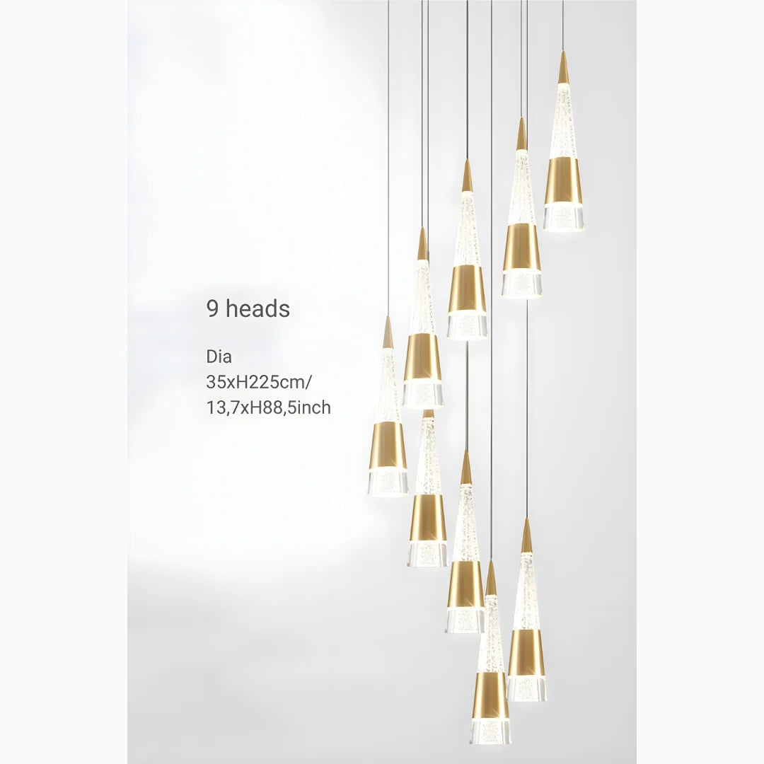 Weald Gold Modern Cones Ceiling Chandelier - Chandeliers | Lucera Lighting