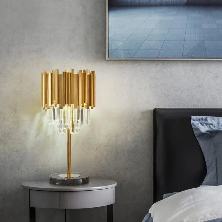 Fantasia Gold Crystal Nightstand Lamp - Lamps | Lucera Lighting