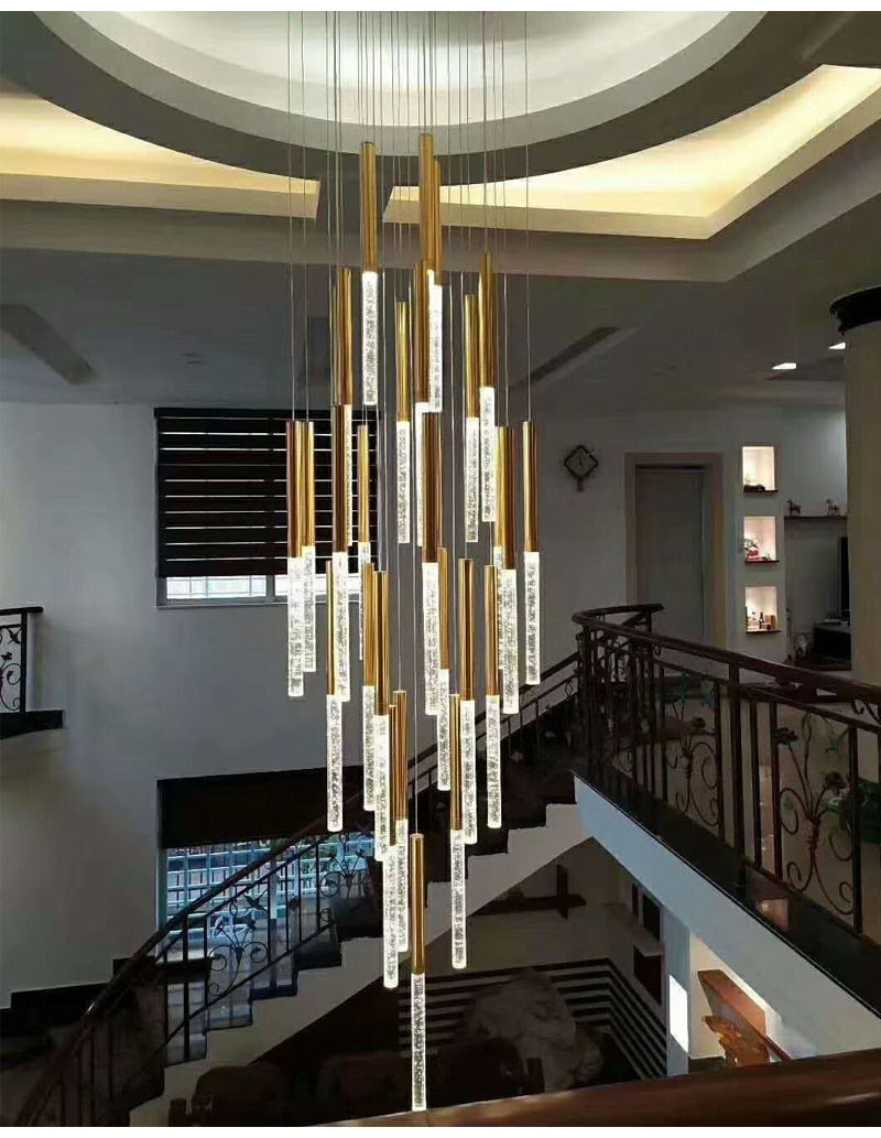 Schist Long LED Spiral Chandelier - Chandeliers | Lucera Lighting