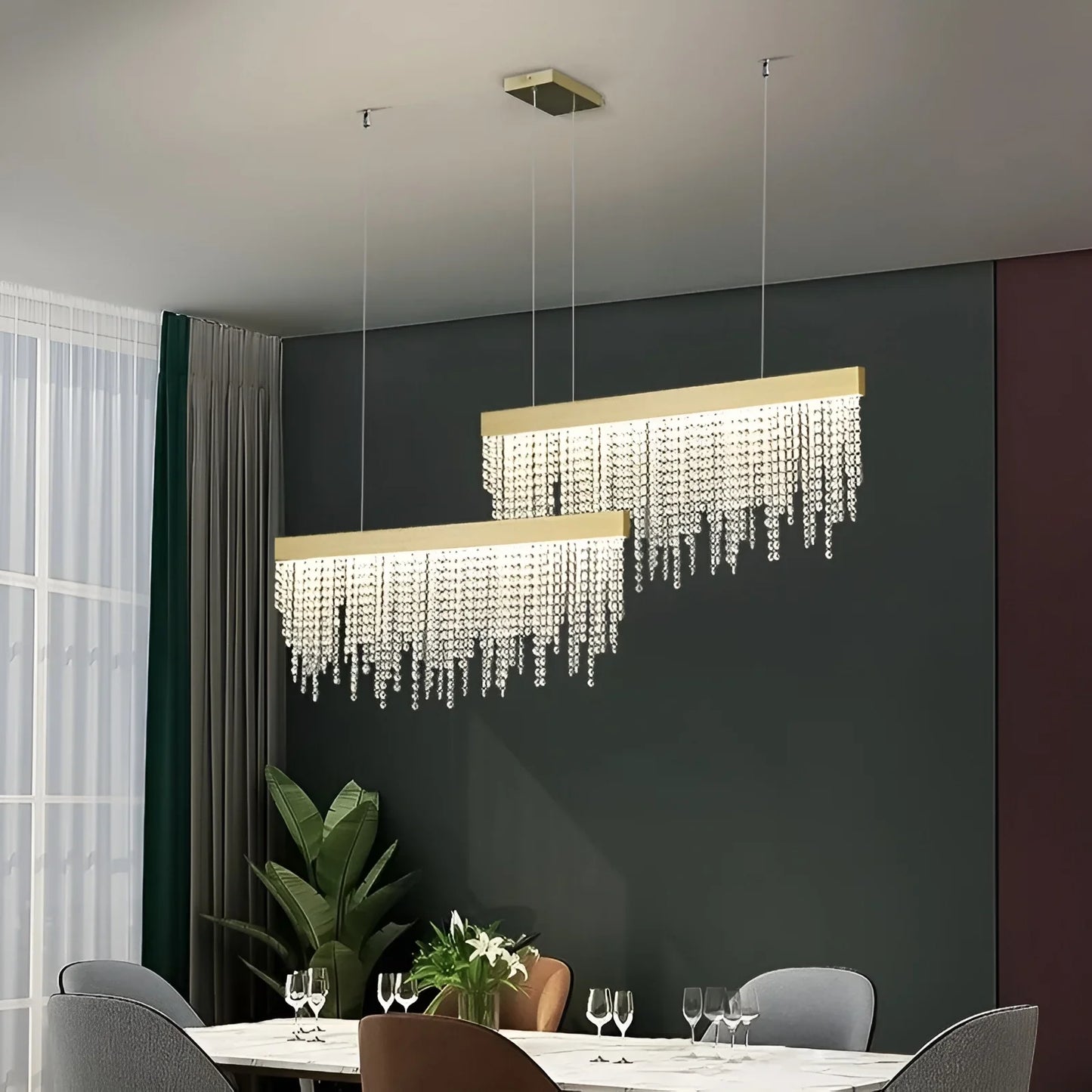 Ylva Raindrops Shining LED Crystal Chandelier - Pendant Lights | Lucera Lighting