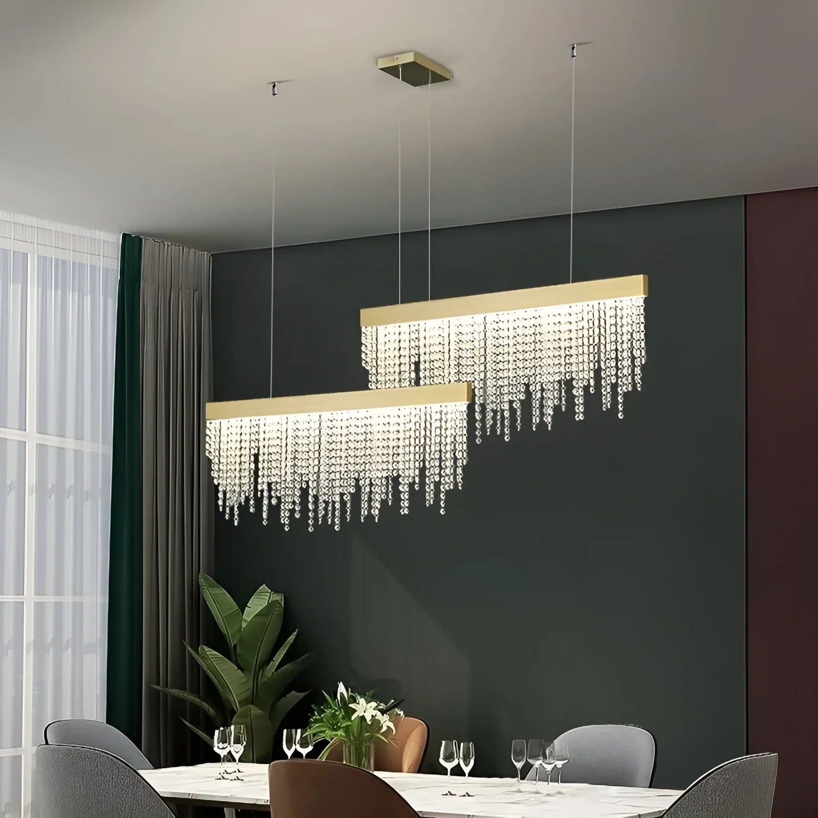 Ylva Raindrops Shining LED Crystal Chandelier - Pendant Lights | Lucera Lighting