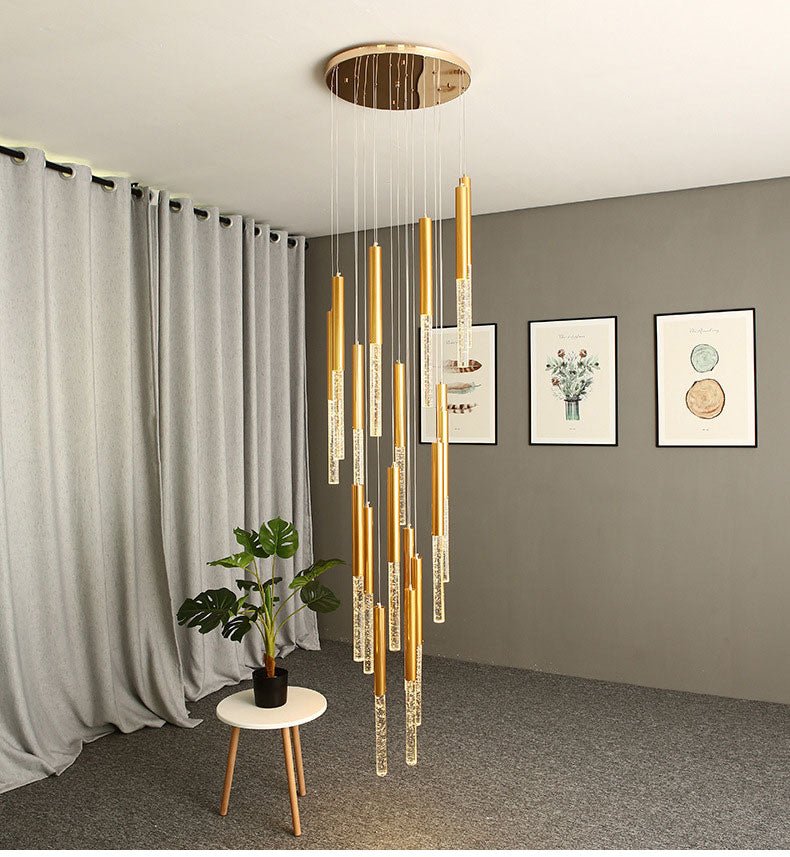 Schist Long LED Spiral Chandelier - Chandeliers | Lucera Lighting