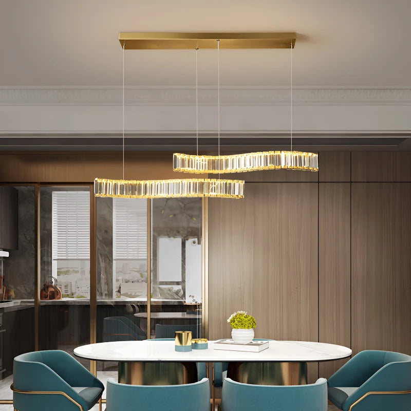 Knut Crystal S-Shaped LED Chandelier - Chandeliers | Lucera Lighting