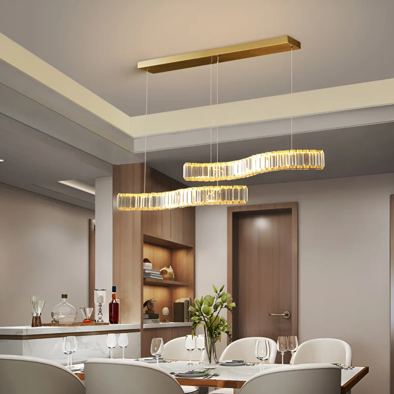 Knut Crystal S-Shaped LED Chandelier - Chandeliers | Lucera Lighting