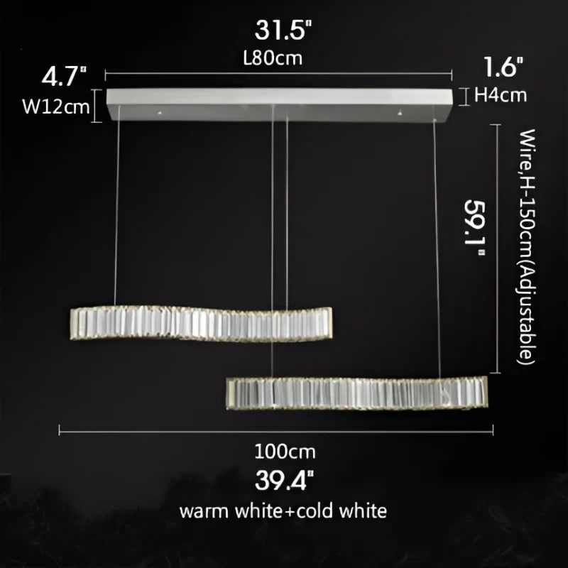 Knut Crystal S-Shaped LED Chandelier - Chandeliers | Lucera Lighting