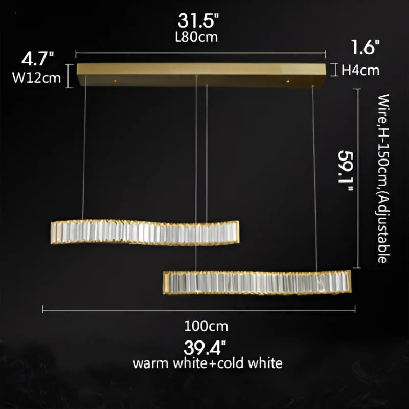 Knut Crystal S-Shaped LED Chandelier - Chandeliers | Lucera Lighting
