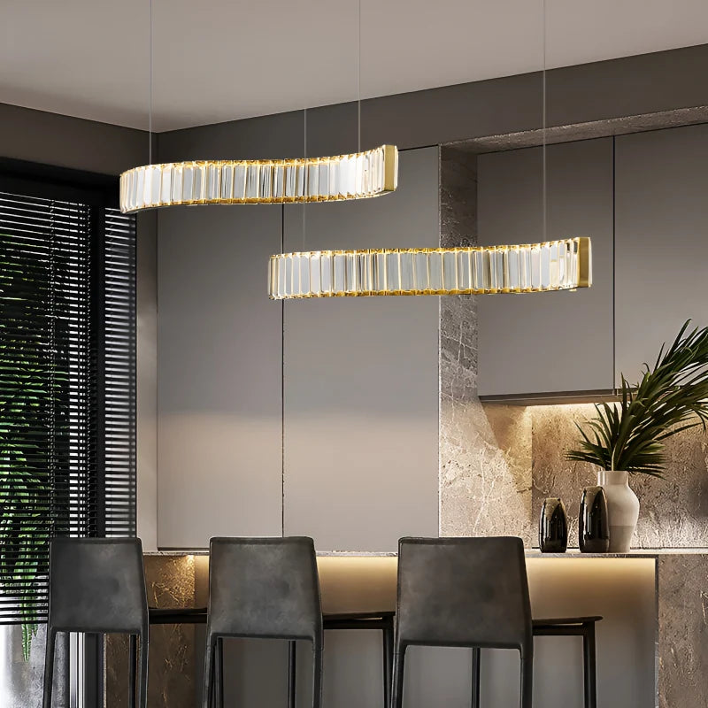 Knut Crystal S-Shaped LED Chandelier - Chandeliers | Lucera Lighting