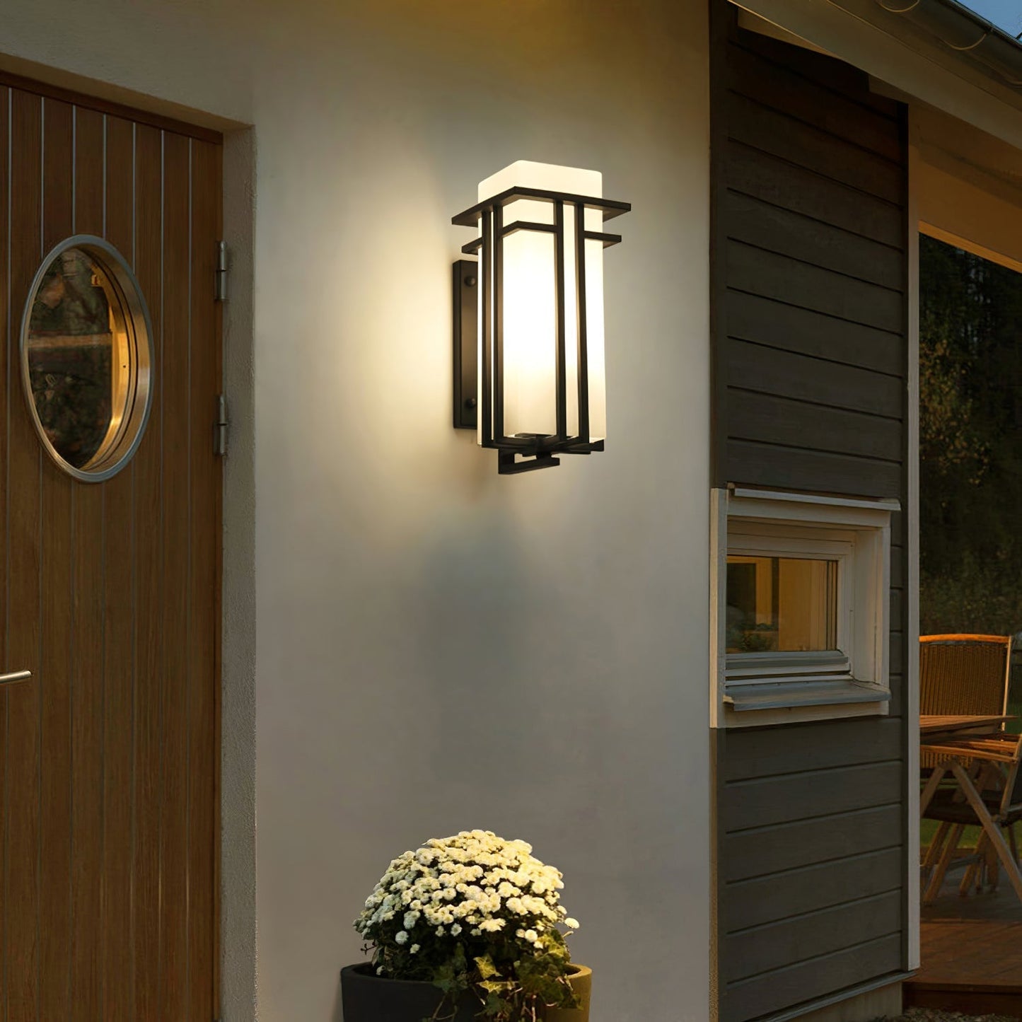 Krajewski Modern Industrial Outdoor Wall Light - Matte Black Exterior Wall Sconce Fixture for Porch, Patio & Garage