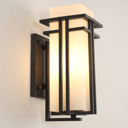 Krajewski Modern Industrial Outdoor Wall Light - Matte Black Exterior Wall Sconce Fixture for Porch, Patio & Garage