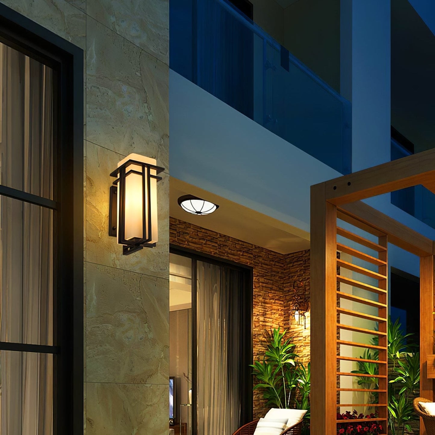 Krajewski Modern Industrial Outdoor Wall Light - Matte Black Exterior Wall Sconce Fixture for Porch, Patio & Garage