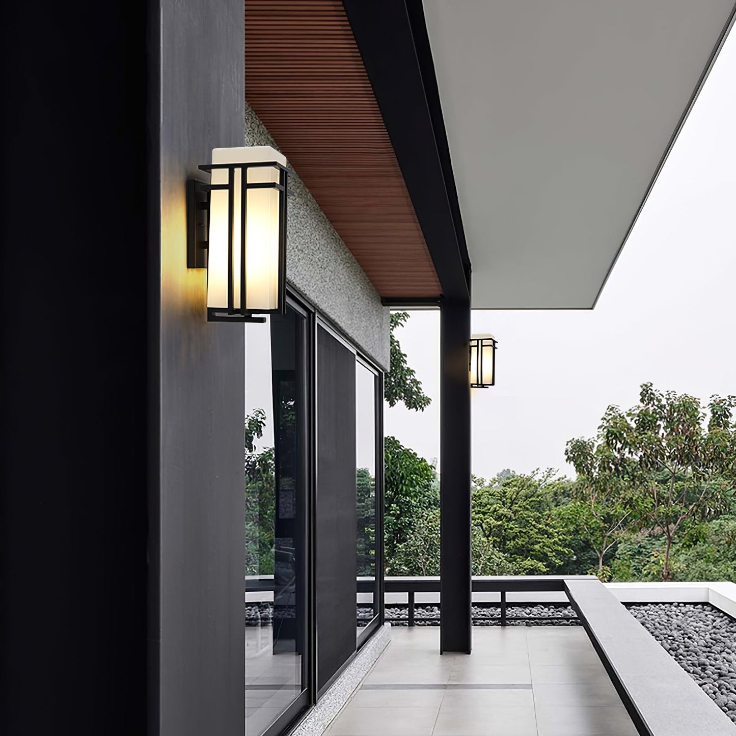 Krajewski Modern Industrial Outdoor Wall Light - Matte Black Exterior Wall Sconce Fixture for Porch, Patio & Garage