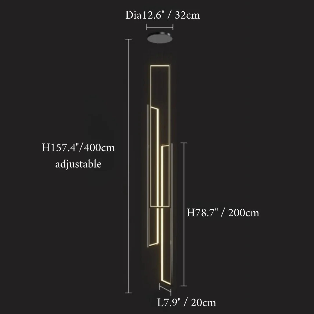 Sage Rectangle Hanging LED Chandelier - Pendant Lights | Lucera Lighting