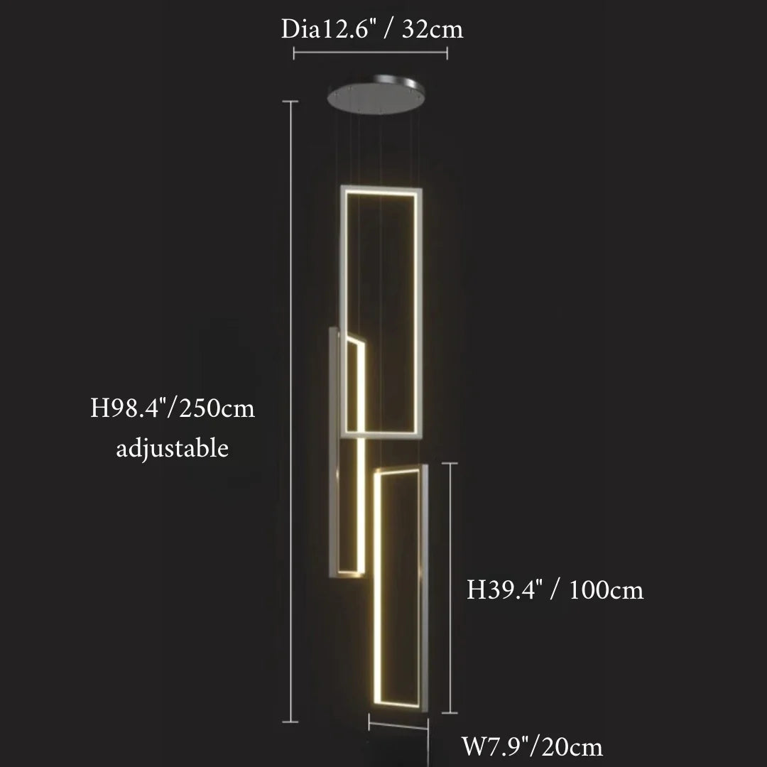 Sage Rectangle Hanging LED Chandelier - Pendant Lights | Lucera Lighting