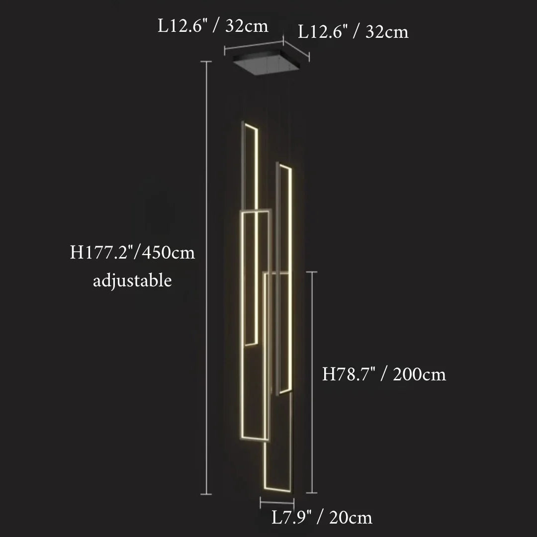Sage Rectangle Hanging LED Chandelier - Pendant Lights | Lucera Lighting