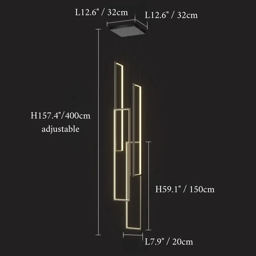 Sage Rectangle Hanging LED Chandelier - Pendant Lights | Lucera Lighting