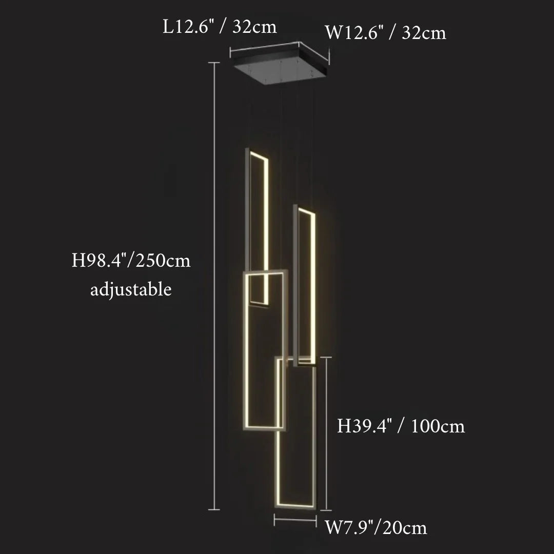 Sage Rectangle Hanging LED Chandelier - Pendant Lights | Lucera Lighting