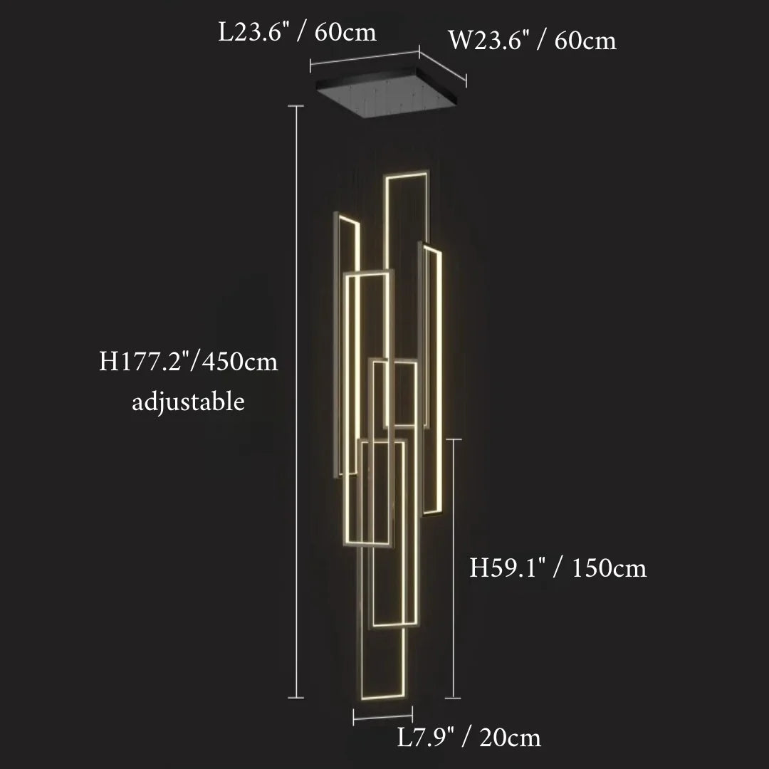 Sage Rectangle Hanging LED Chandelier - Pendant Lights | Lucera Lighting