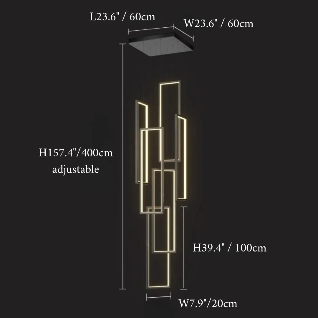 Sage Rectangle Hanging LED Chandelier - Pendant Lights | Lucera Lighting