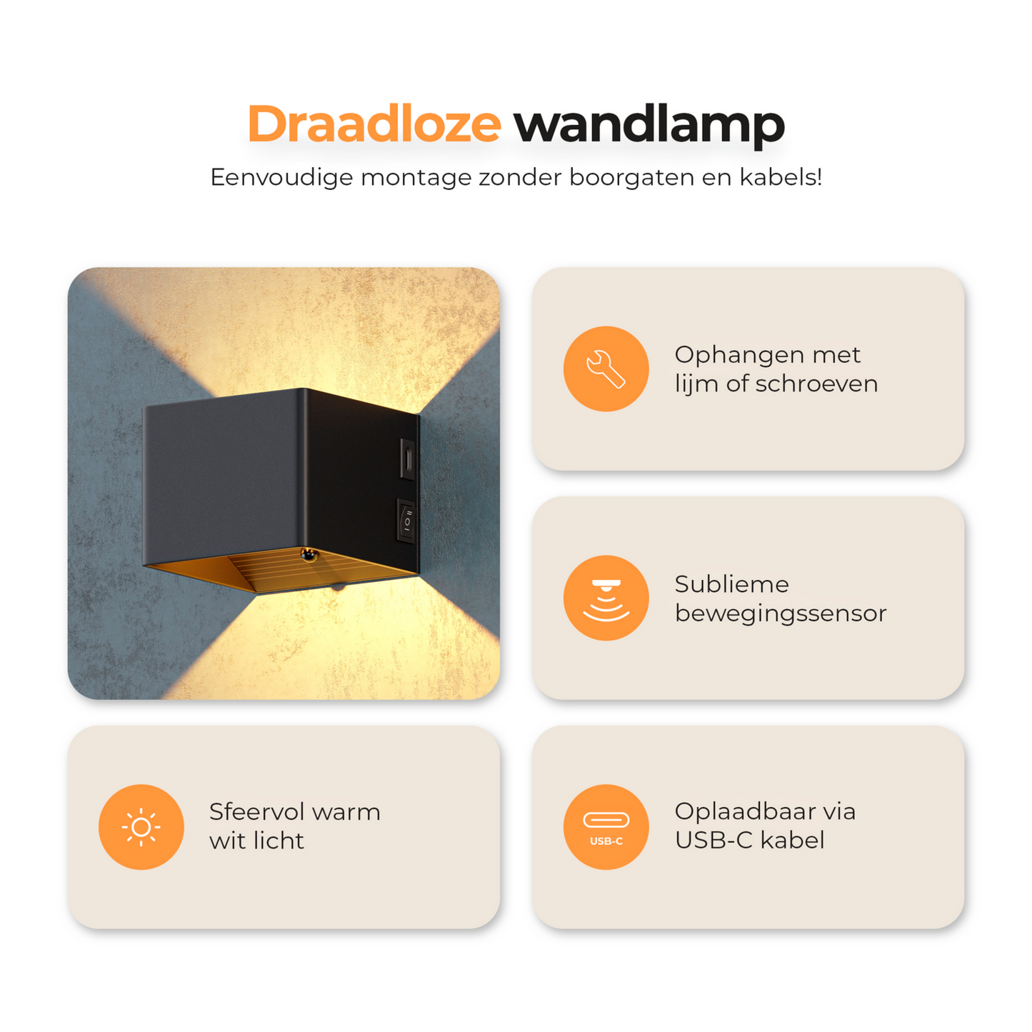 Luminara | Elegant Wireless Rechargeable LED Wall Lamp