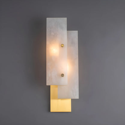 postmodern marble wall lamp glowing in luxury living room